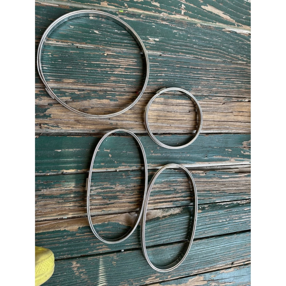 Vintage Silver Tone Metal embroidery hoops Set of 4 Oval Round DIY Hoops